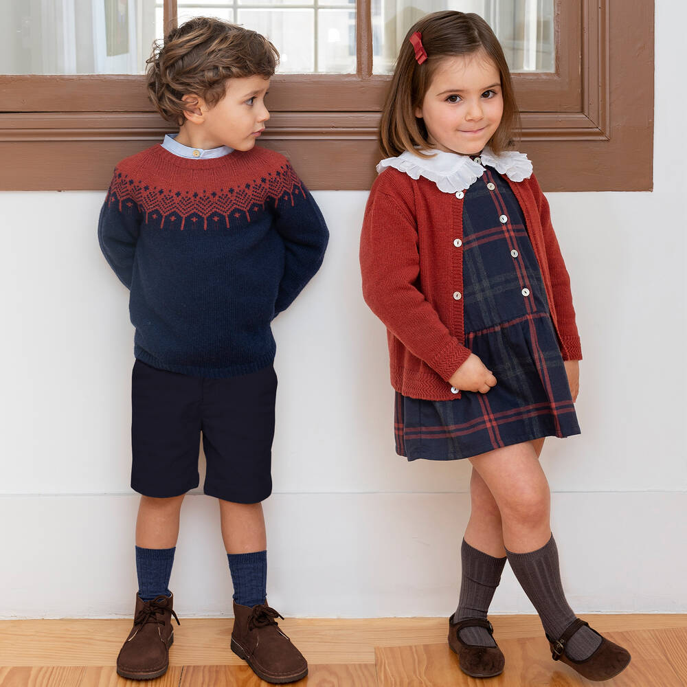 Chic by Laranjinha Robe marine en coton fille Childrensalon Outlet