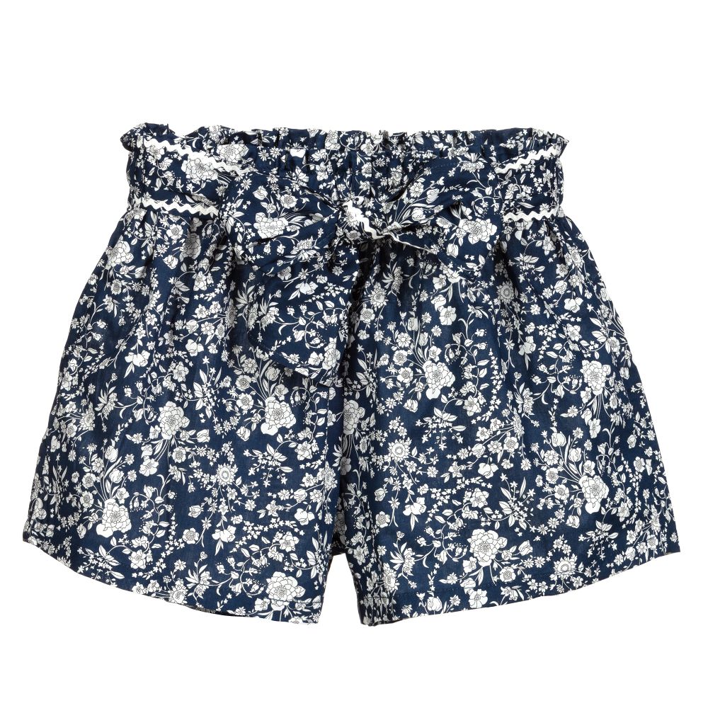 Chic by Laranjinha - Girls Navy Blue Floral Shorts | Childrensalon