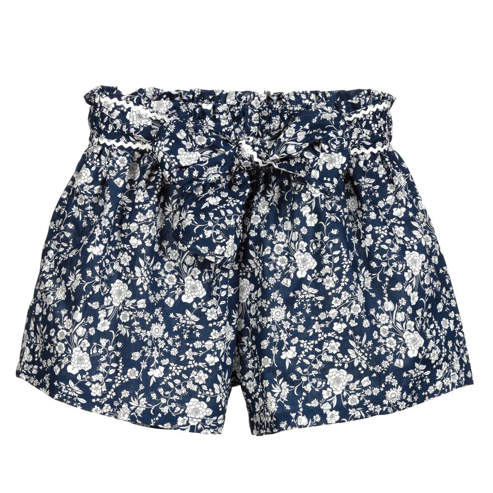 Chic by Laranjinha - Short fleuri bleu marine Fille | Childrensalon