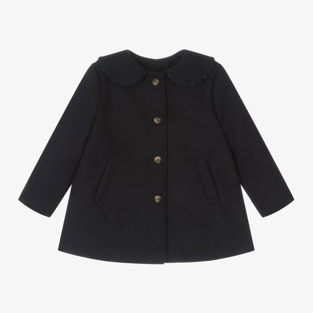 Laranjinha-Girls Navy Felted Overcoat | Childrensalon Outlet