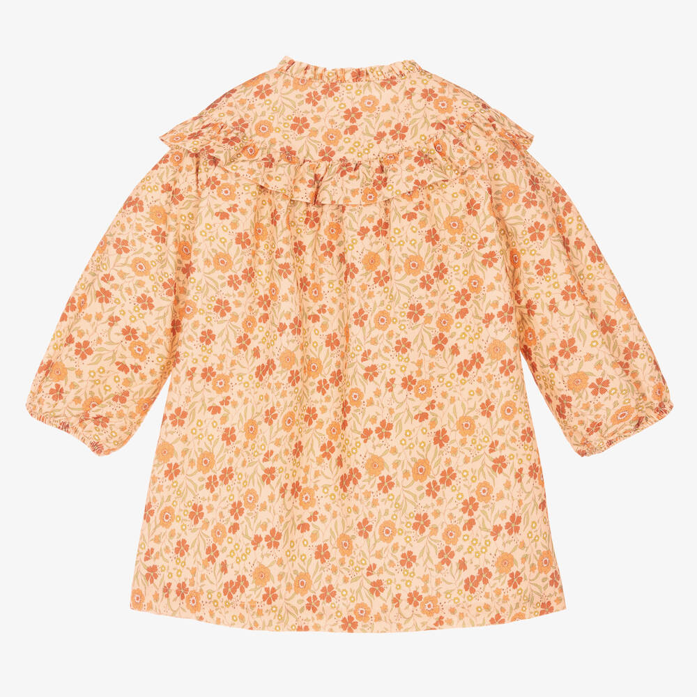 Laranjinha-فستان قطن عضوي لون برتقالي مرجاني | Childrensalon Outlet