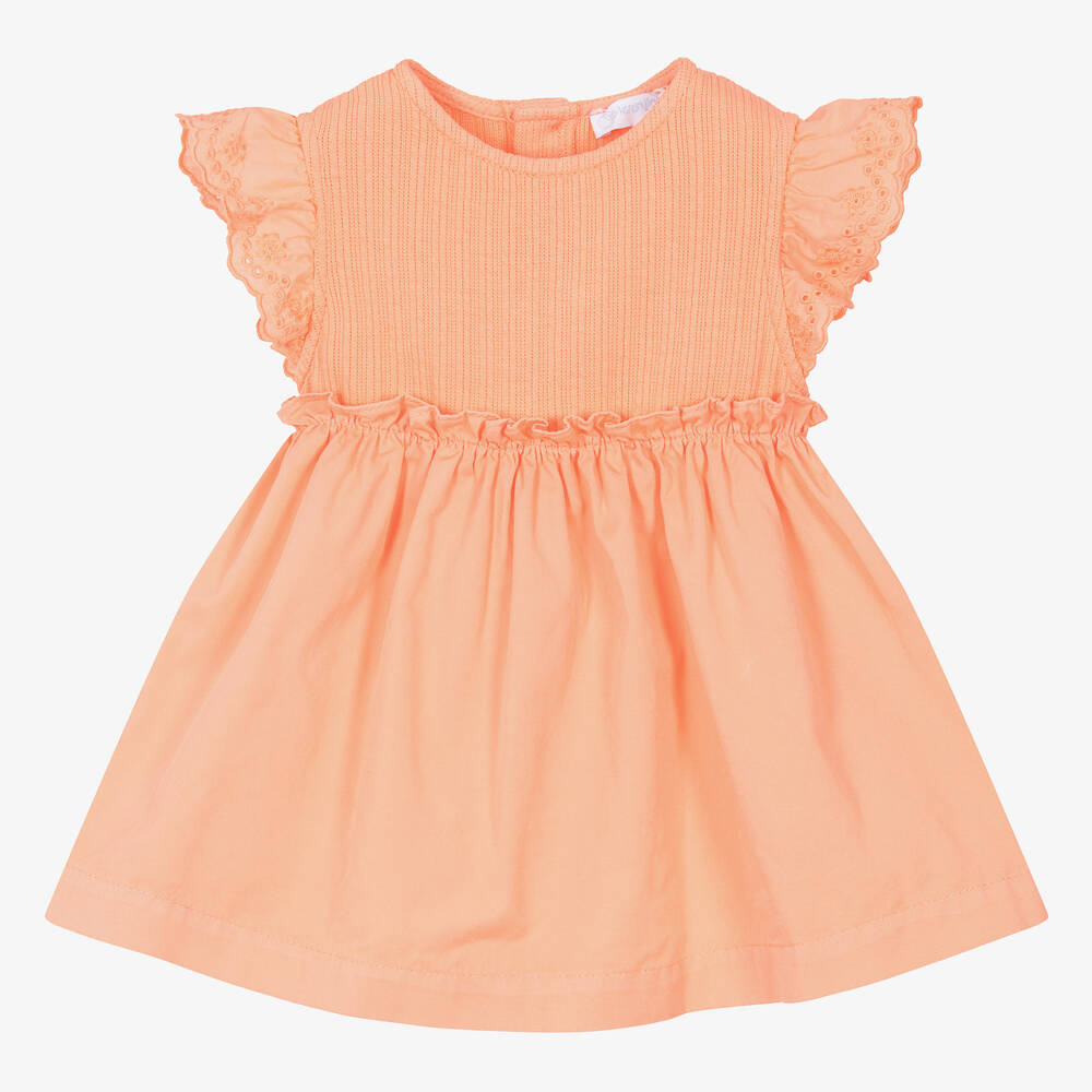 Laranjinha-Girls Orange Cotton Dress | Childrensalon Outlet