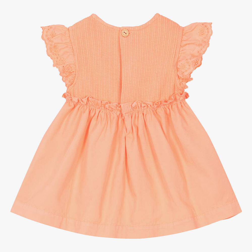 Laranjinha-Girls Orange Cotton Dress | Childrensalon Outlet