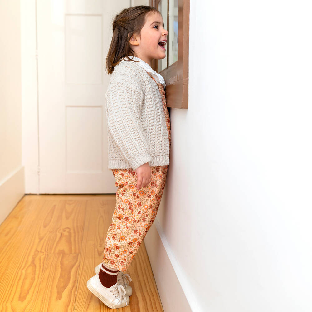 Laranjinha-Оранжевый хлопковый полукомбинезон для девочек | Childrensalon Outlet