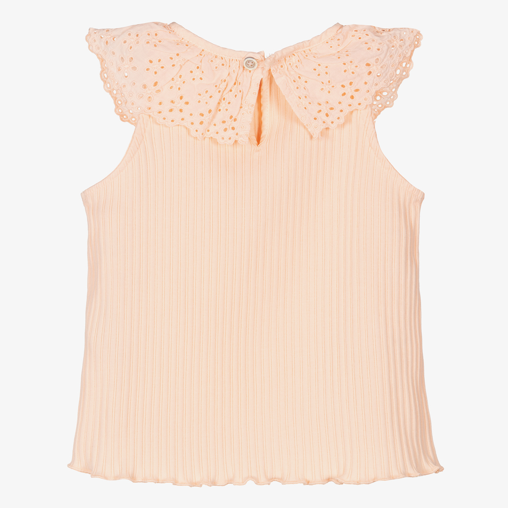 Laranjinha-توب فيست قطن جيرسي لون برتقالي باهت للبنات | Childrensalon Outlet