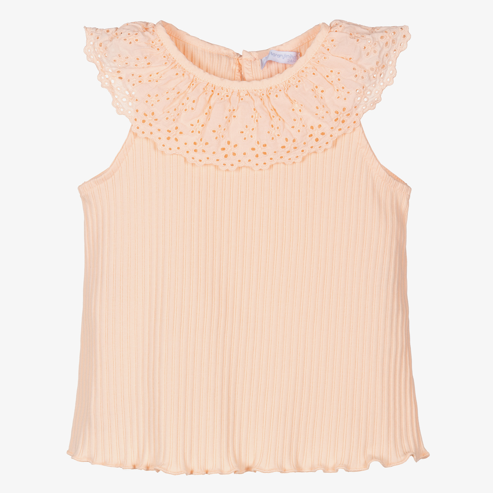 Laranjinha - Girls Orange Cotton Vest Top | Childrensalon