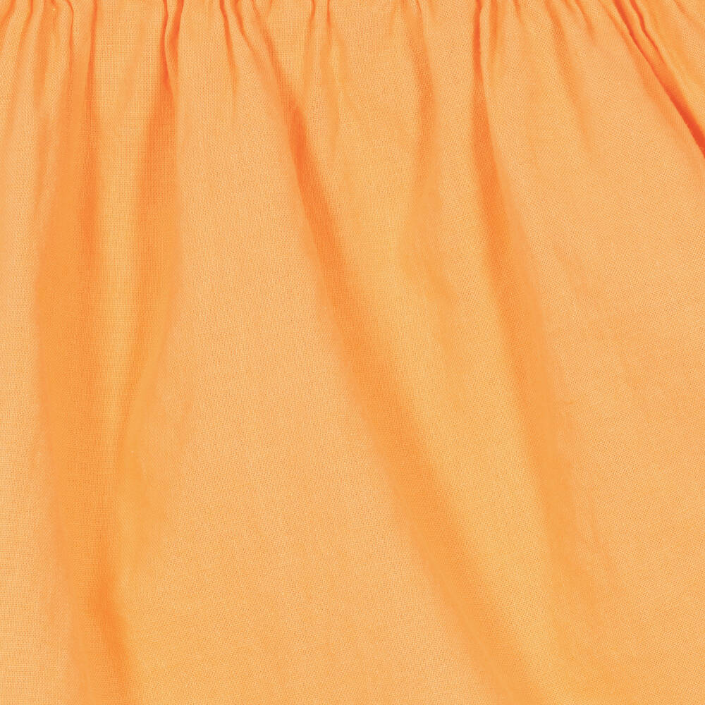 Laranjinha-Girls Orange Linen & Cotton Dress | Childrensalon Outlet