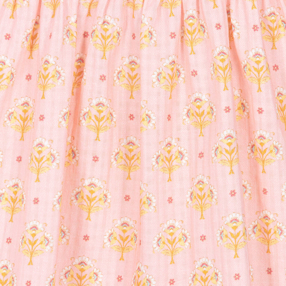 Laranjinha-Girls Pale Pink Dress with Floral Print | Childrensalon Outlet