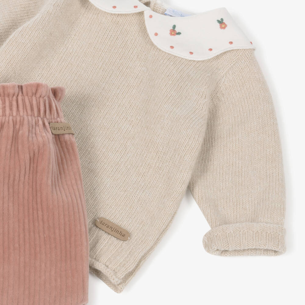 Laranjinha-Уютный наряд розовый и бежевый для девочек | Childrensalon Outlet