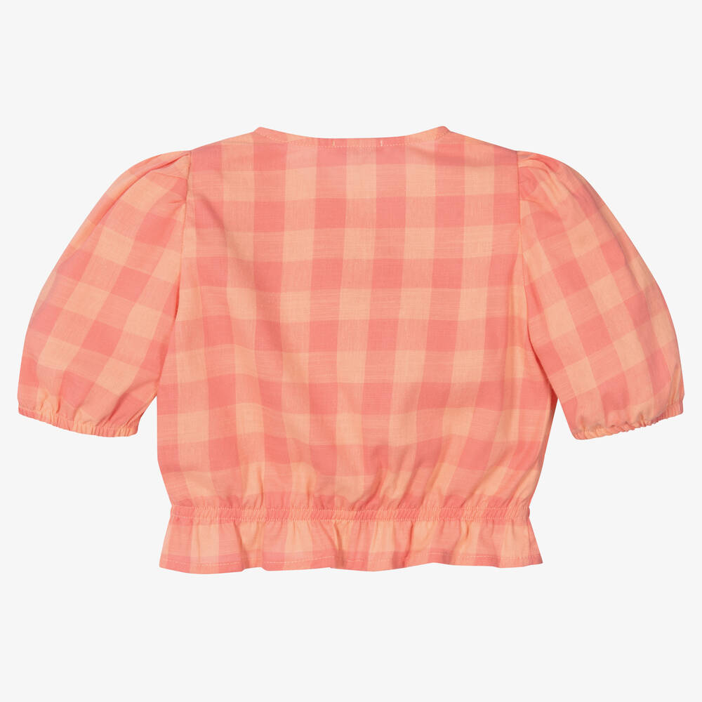 Laranjinha-Girls Pink Check Cotton Blouse | Childrensalon Outlet