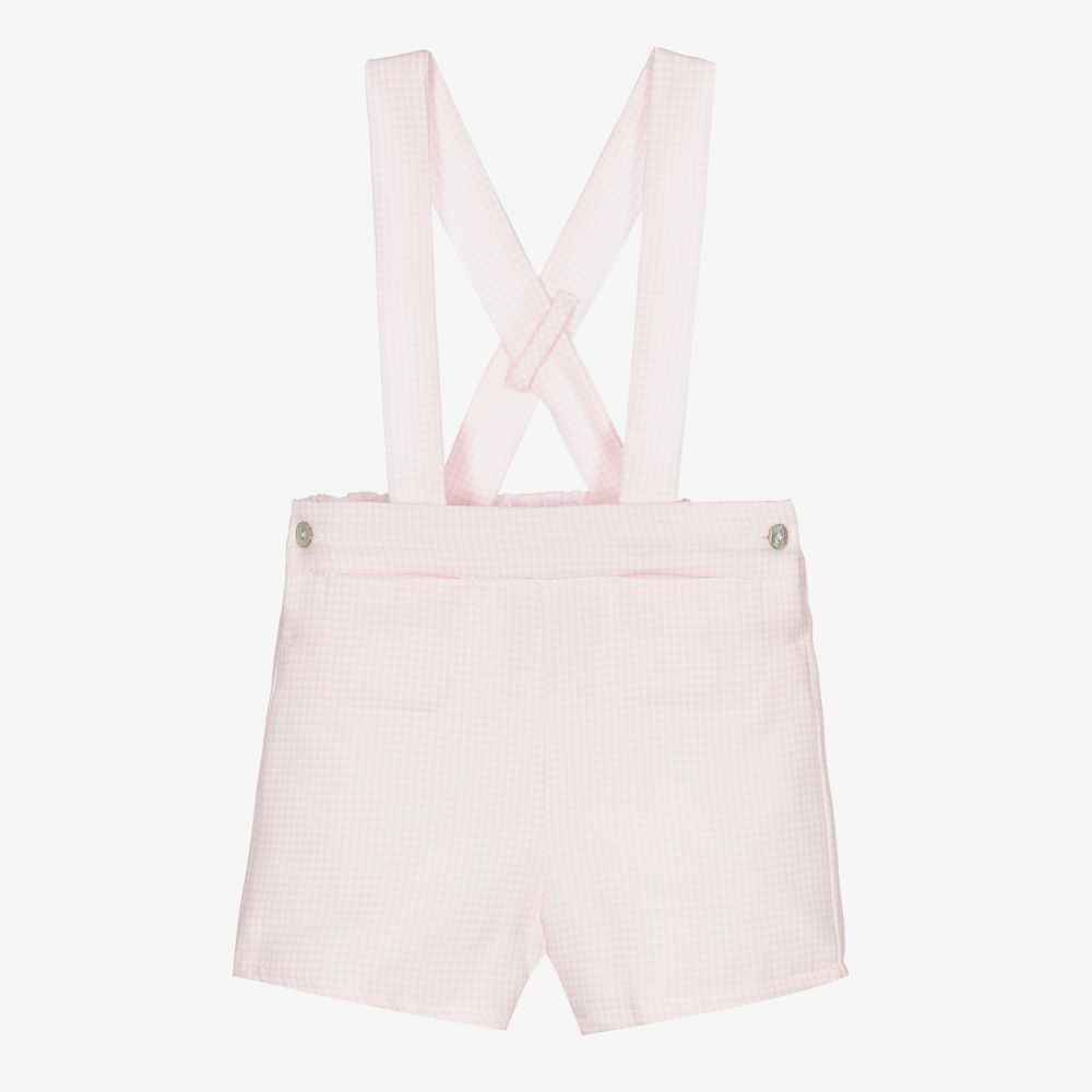 Laranjinha - Girls Pink Check Cotton Shorts | Childrensalon