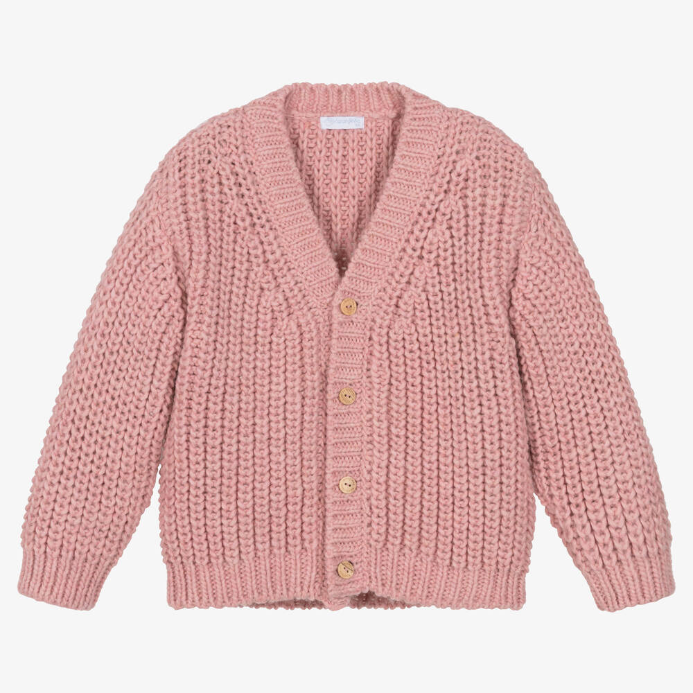 Pink chunky knit cardigan discount