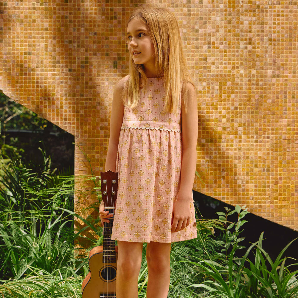 Laranjinha-Розовое платье с цветочным узором для девочек | Childrensalon Outlet