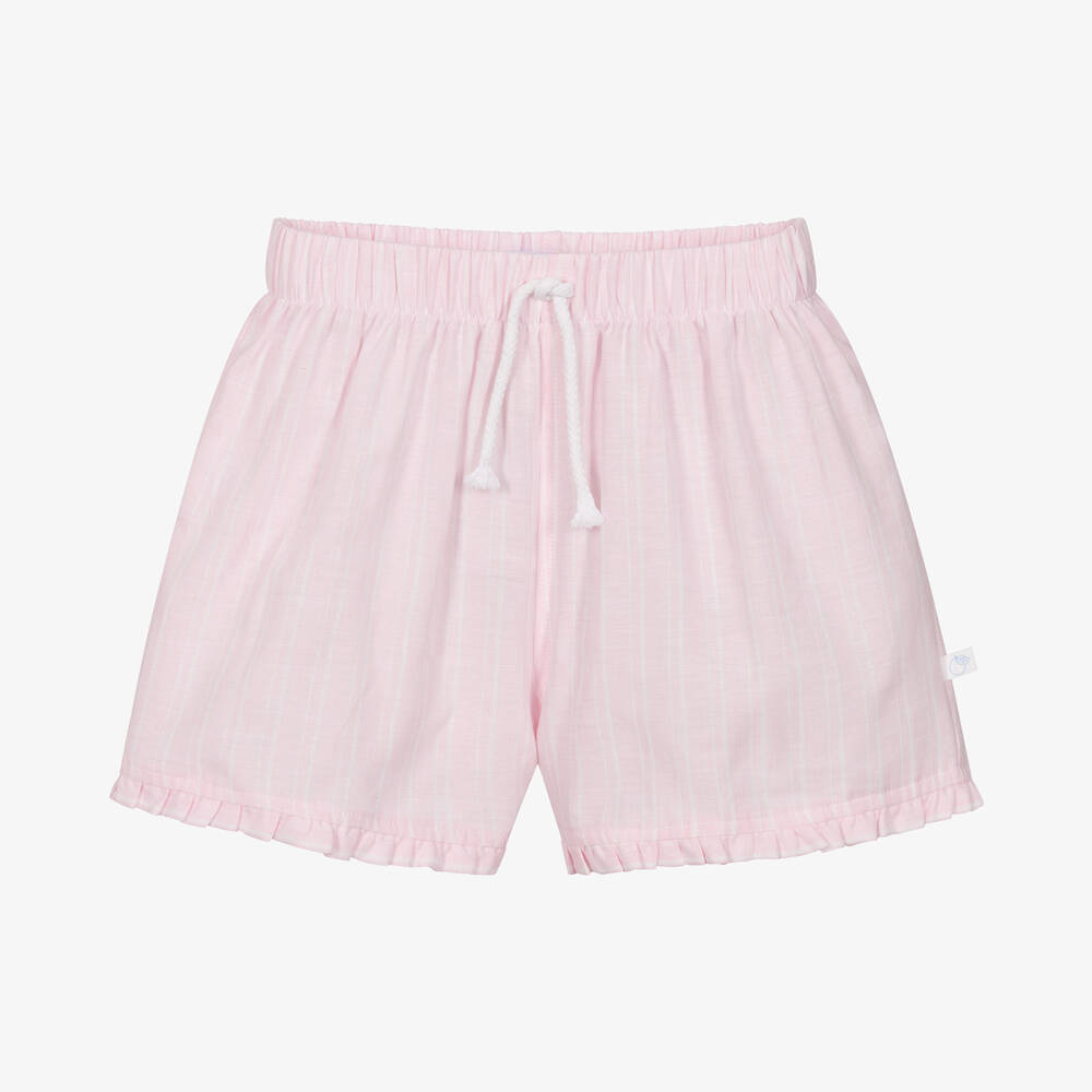 Laranjinha - Short rose en coton et lin fille | Childrensalon