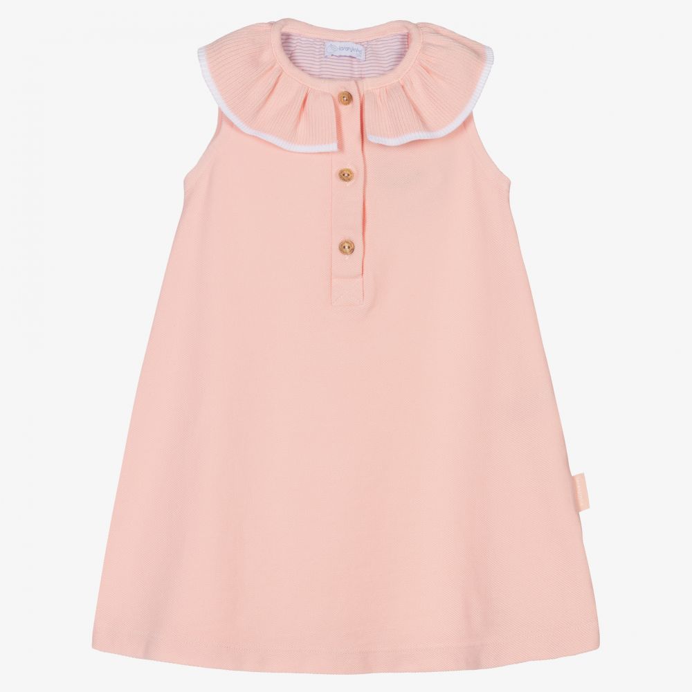 Laranjinha - Girls Pink Cotton Piqué Dress | Childrensalon