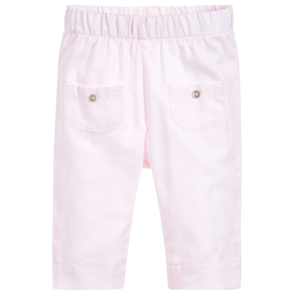Laranjinha - Girls Pink Cotton Trousers | Childrensalon