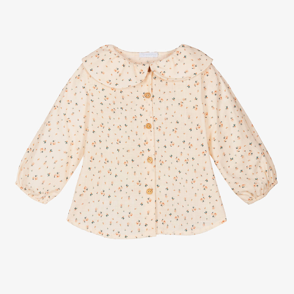 Laranjinha - Girls Pink Floral Blouse | Childrensalon