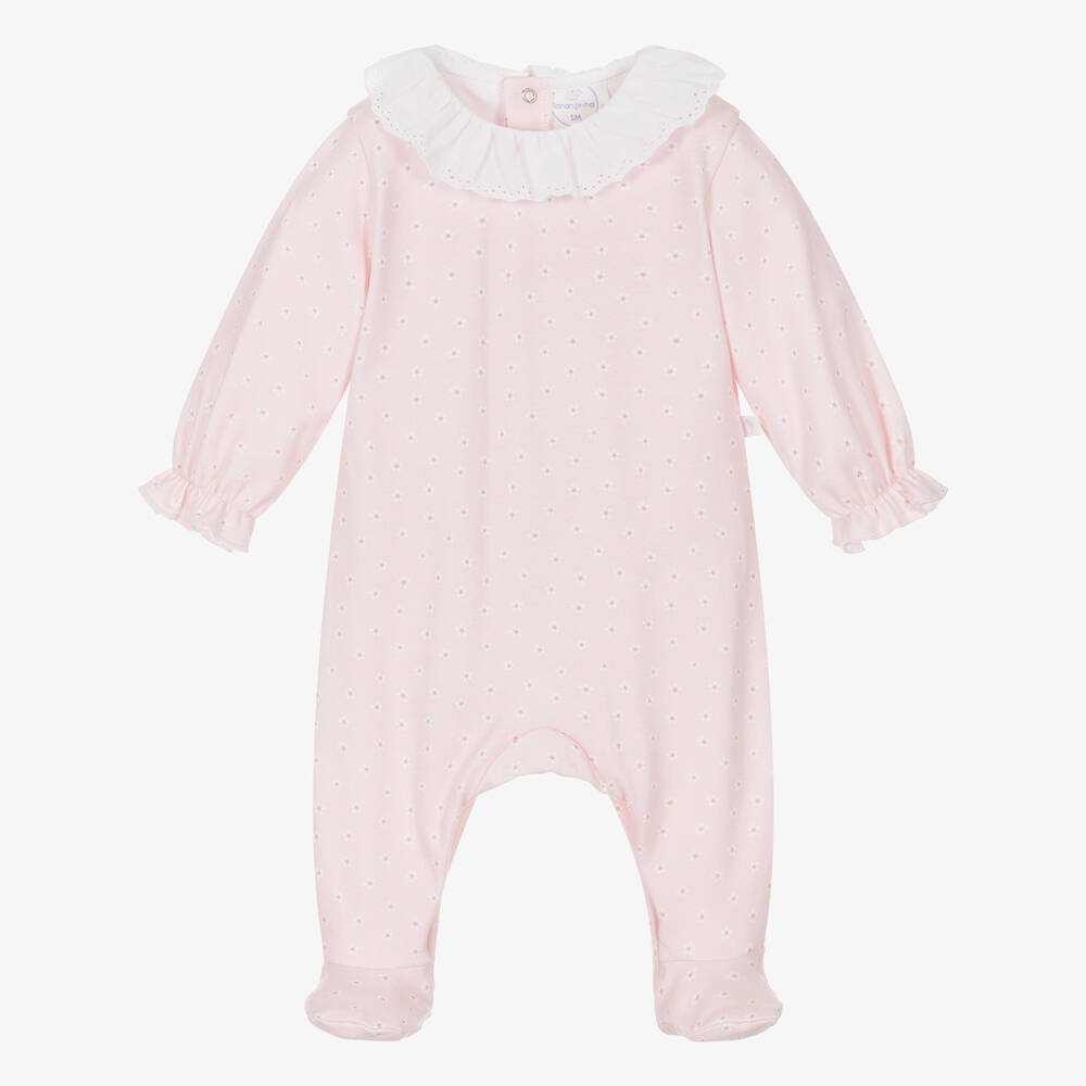 Laranjinha-Girls Pink Floral Cotton Babygrow | Childrensalon Outlet