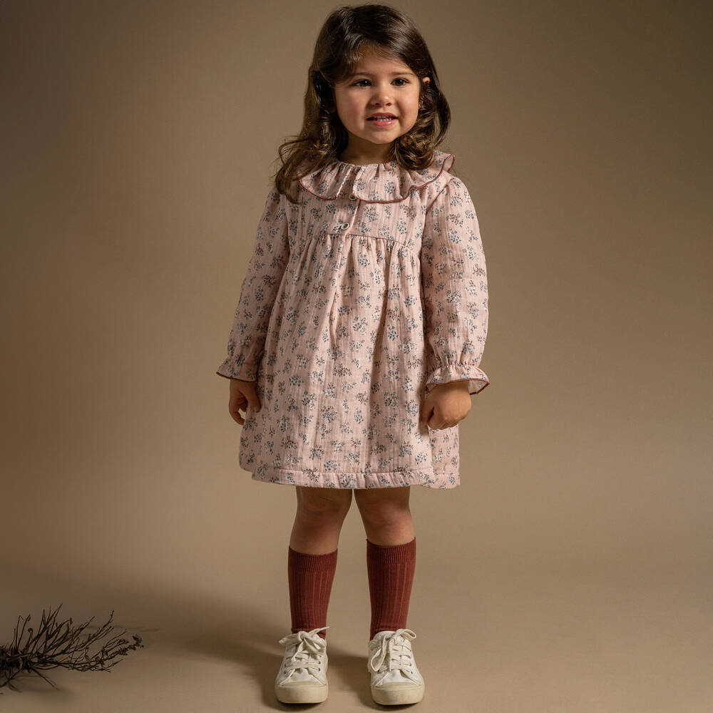 Laranjinha-Girls Pink Floral Cotton Dress | Childrensalon Outlet