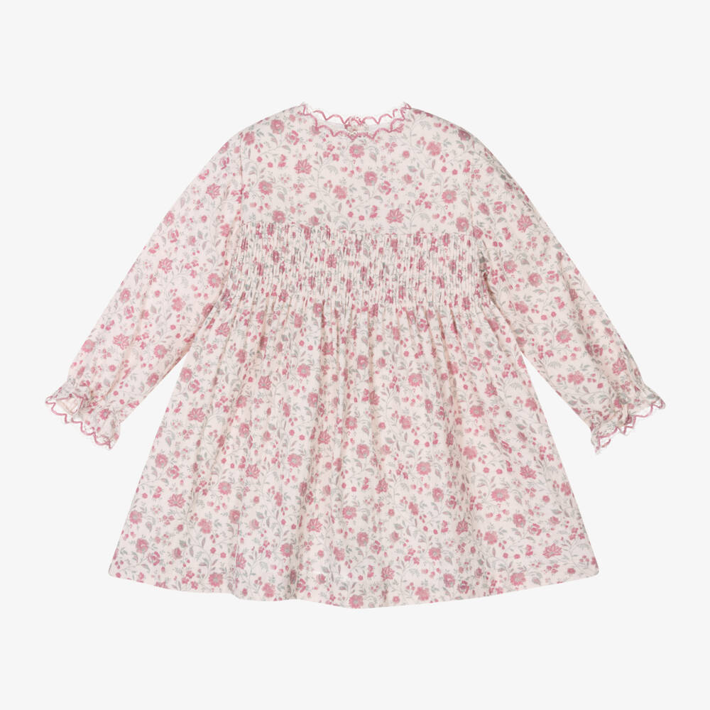 Laranjinha-Girls Pink Floral Shirred Dress | Childrensalon Outlet