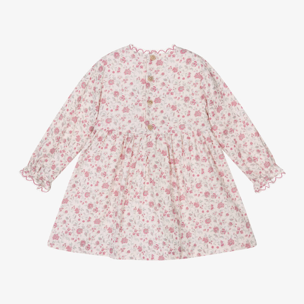 Laranjinha-Girls Pink Floral Shirred Dress | Childrensalon Outlet