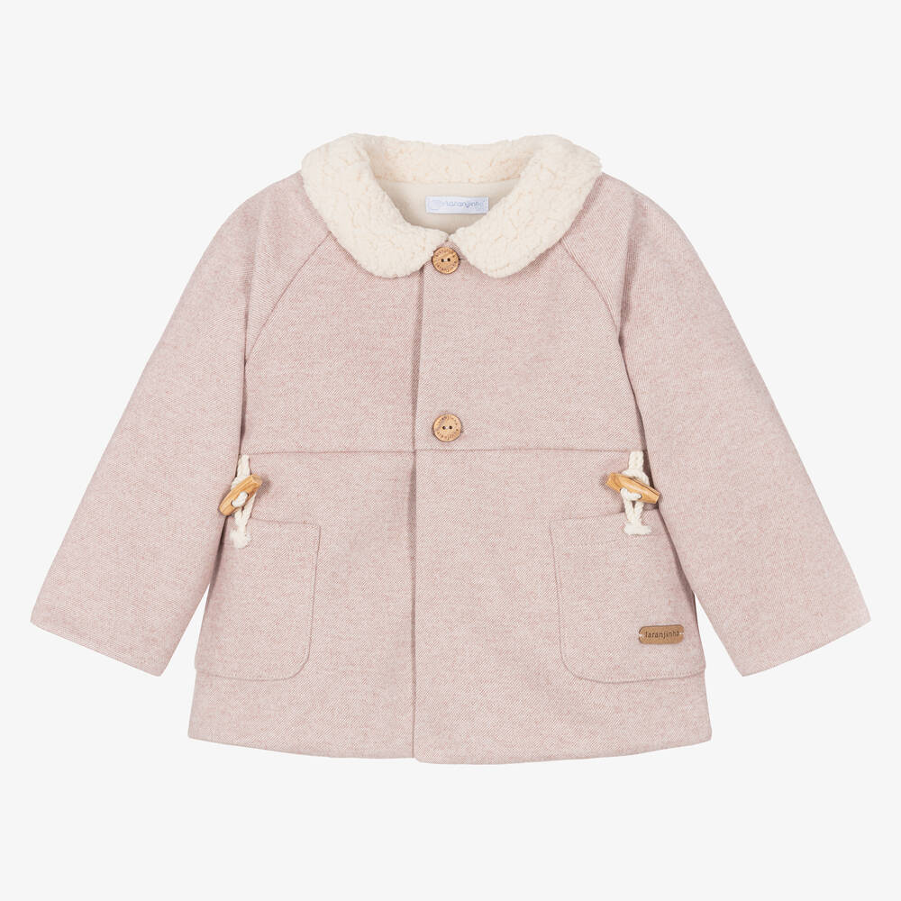 Laranjinha - Розовое пальто с воротником из овчины | Childrensalon