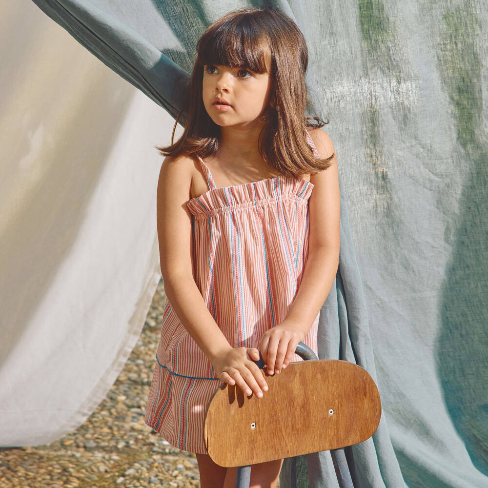 Laranjinha-Girls Pink Stripe Cotton Shorts Set | Childrensalon Outlet