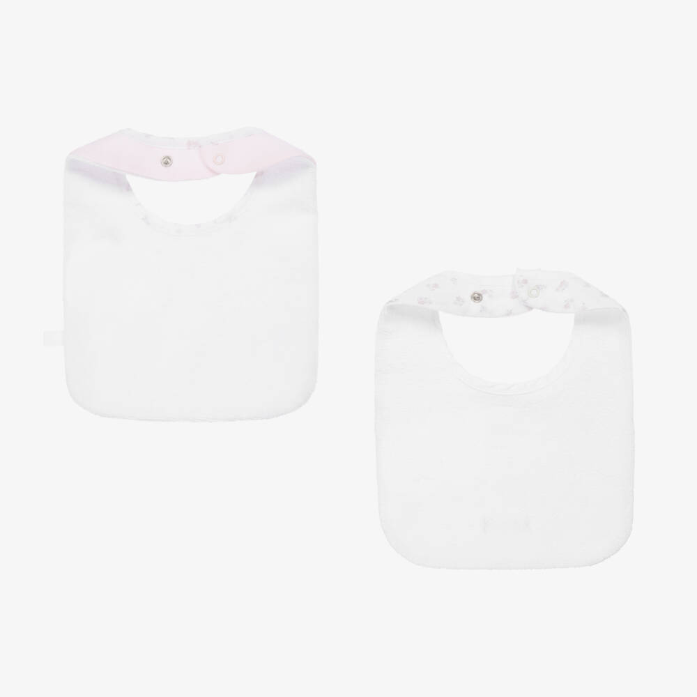 لارانجينا-مريلة قطن لون زهري وأبيض (عدد 2) | Childrensalon Outlet