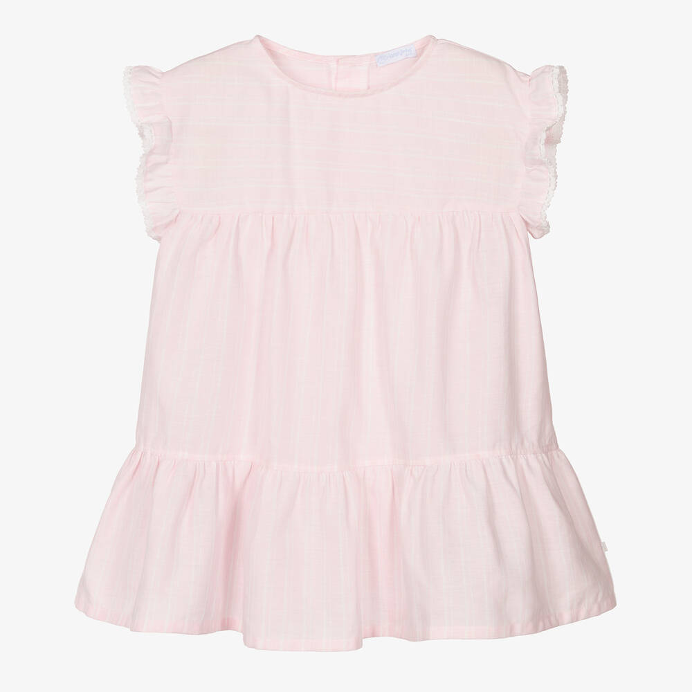 Laranjinha - Girls Pink & White Striped Dress | Childrensalon