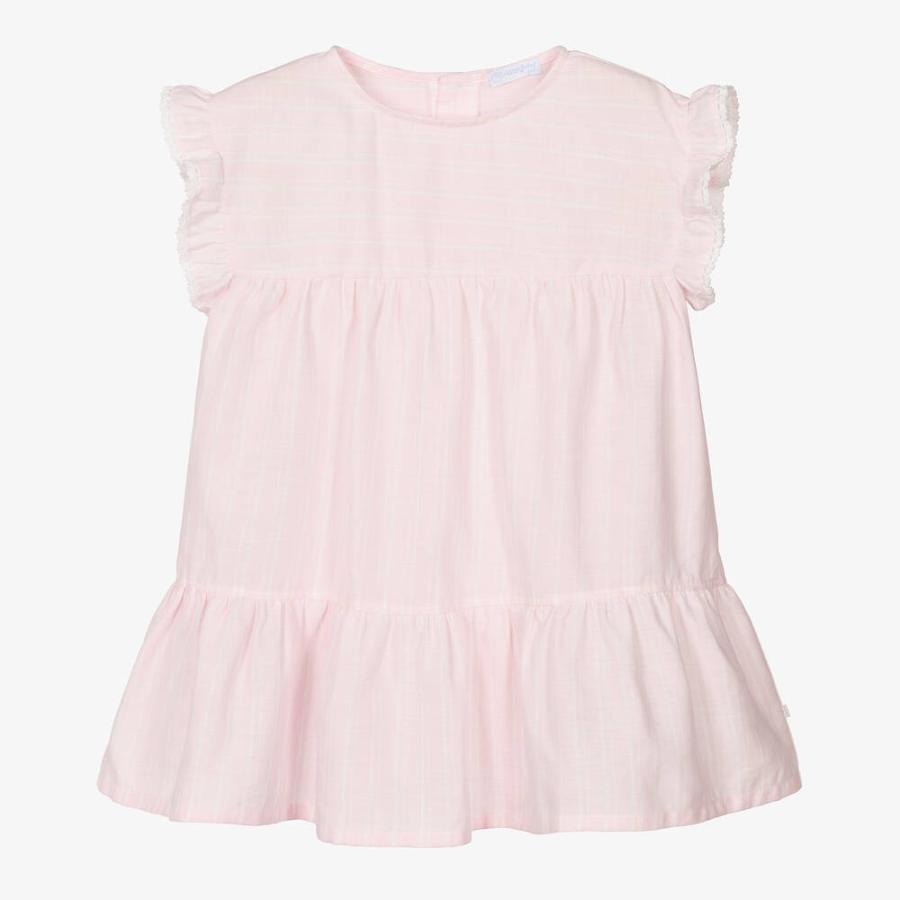 Laranjinha - Robe rose et blanche rayée fille | Childrensalon