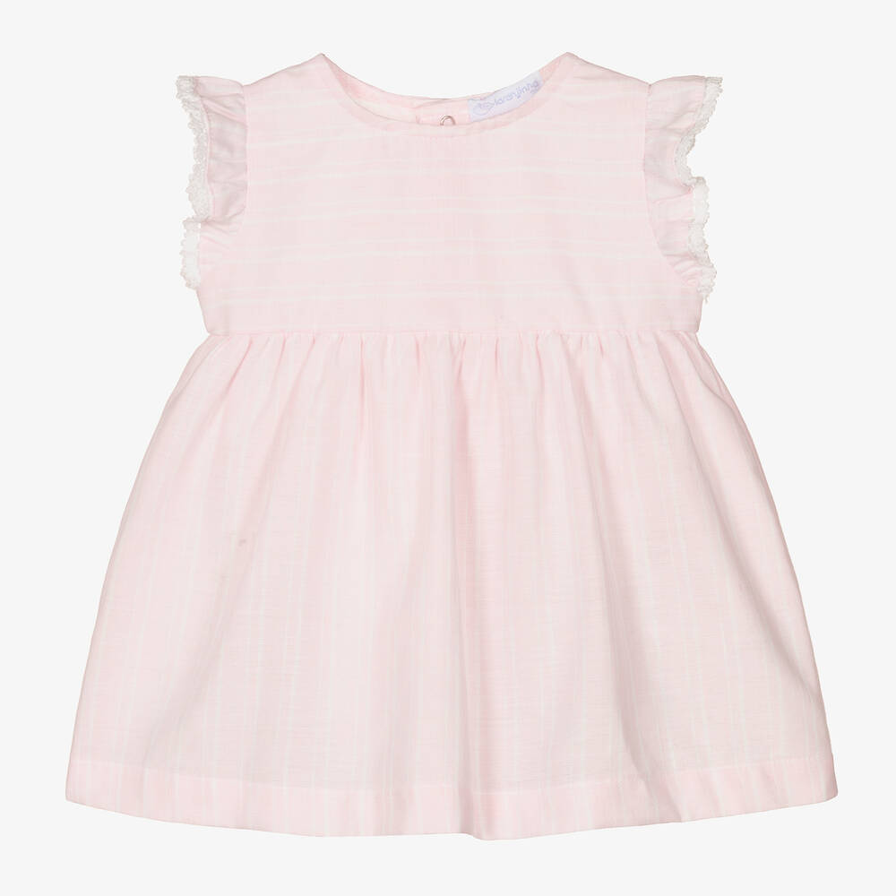 Laranjinha - Robe rose et blanche rayée fille | Childrensalon