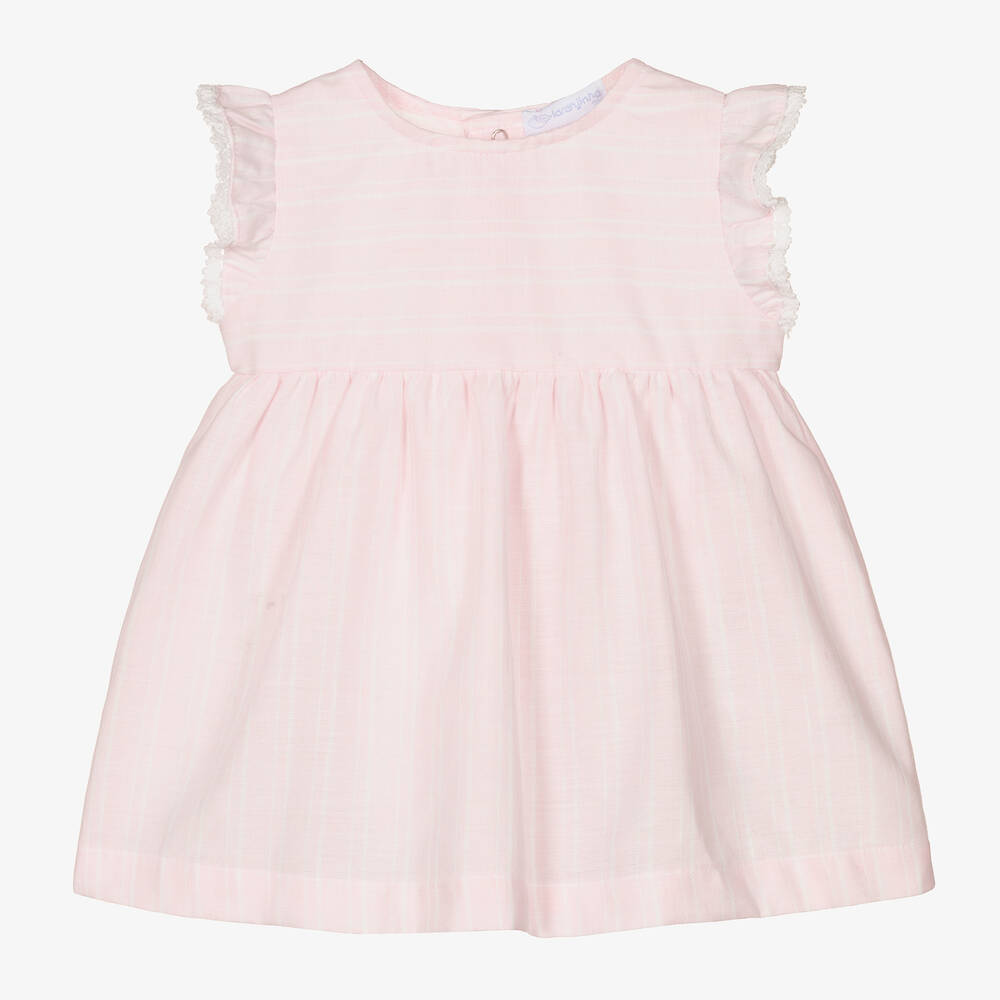 Laranjinha - Girls Pink & White Striped Dress | Childrensalon