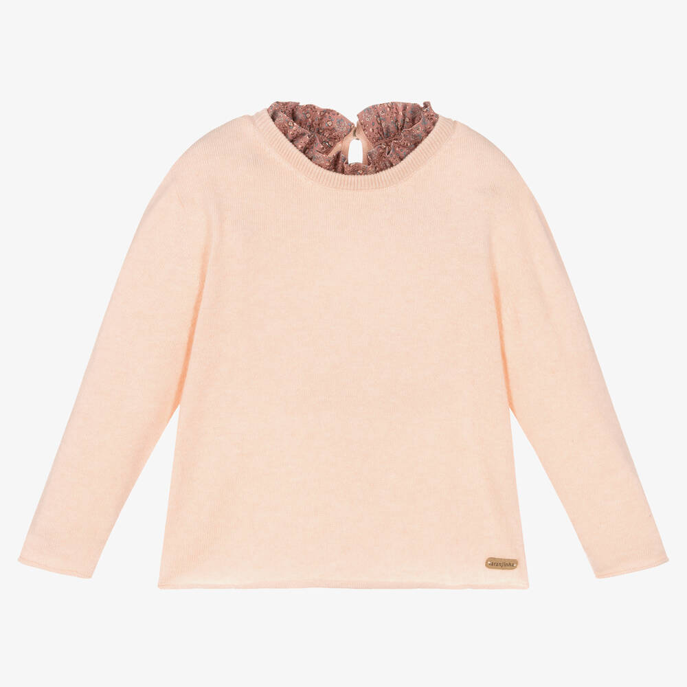 Laranjinha - Girls Pink Wool Sweater | Childrensalon