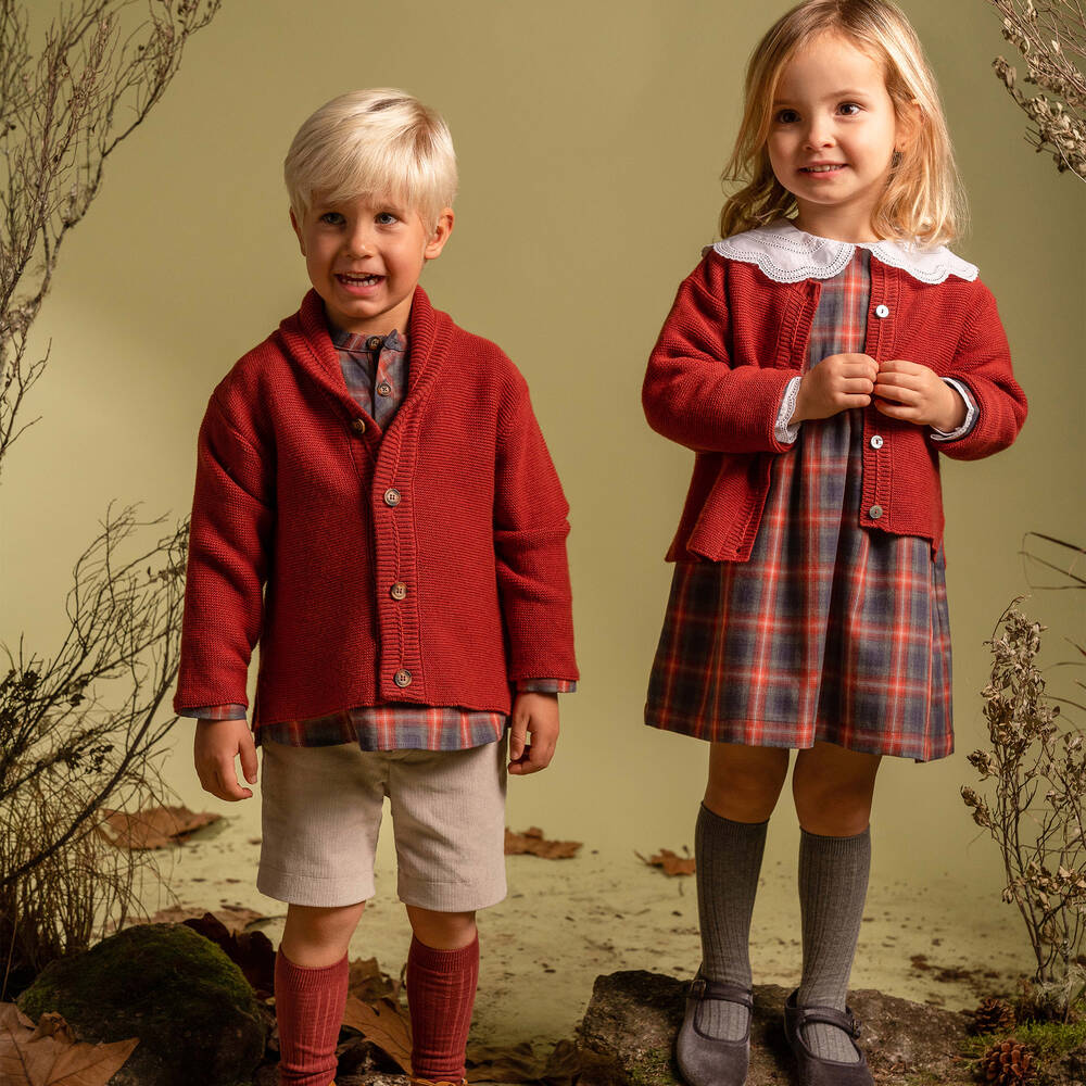 Laranjinha-Girls Red & Blue Check Cotton Dress | Childrensalon Outlet