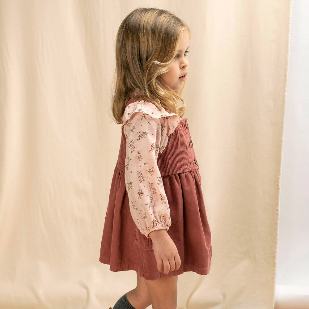 Laranjinha-Комплект с красным вельветовым платьем для девочек | Childrensalon Outlet