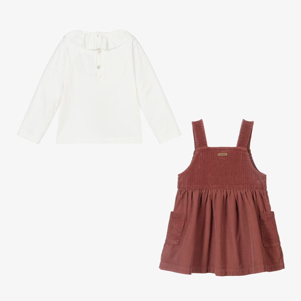 Laranjinha-Комплект с красным вельветовым платьем для девочек | Childrensalon Outlet