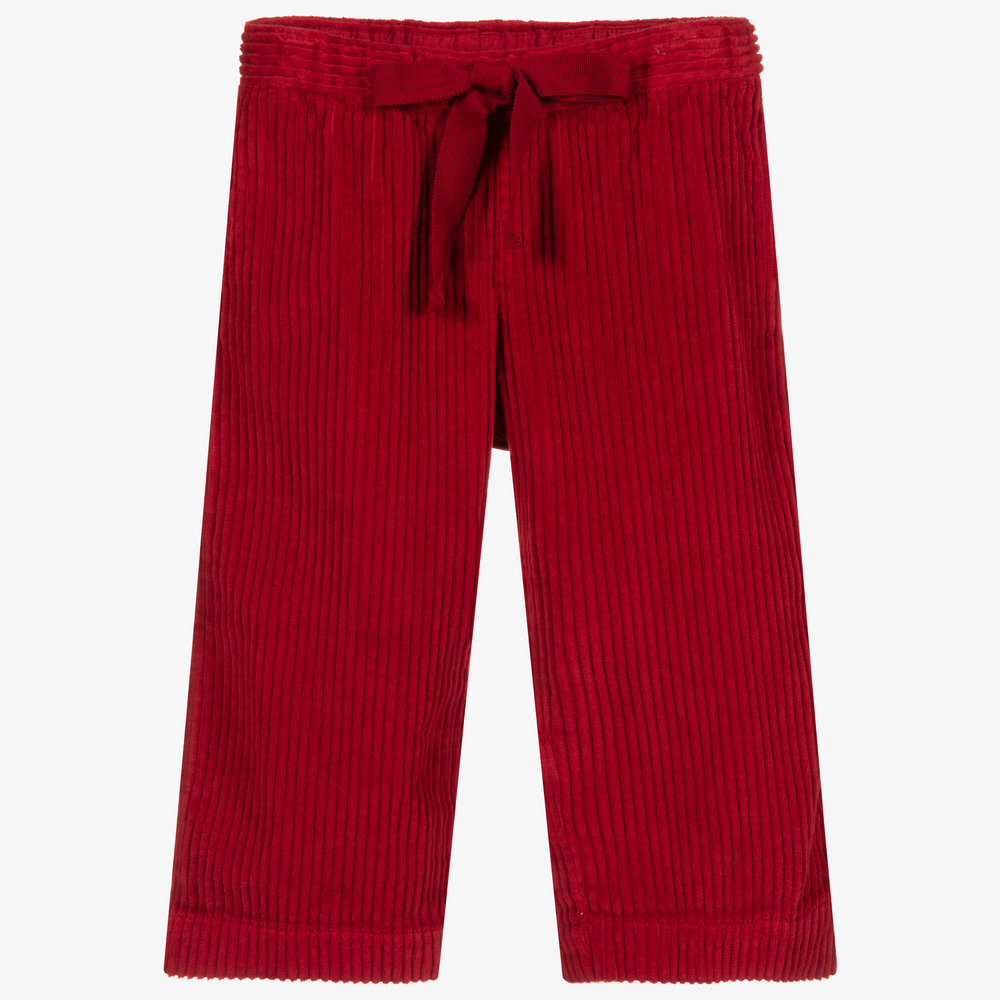 Laranjinha - Girls Red Corduroy Trousers | Childrensalon