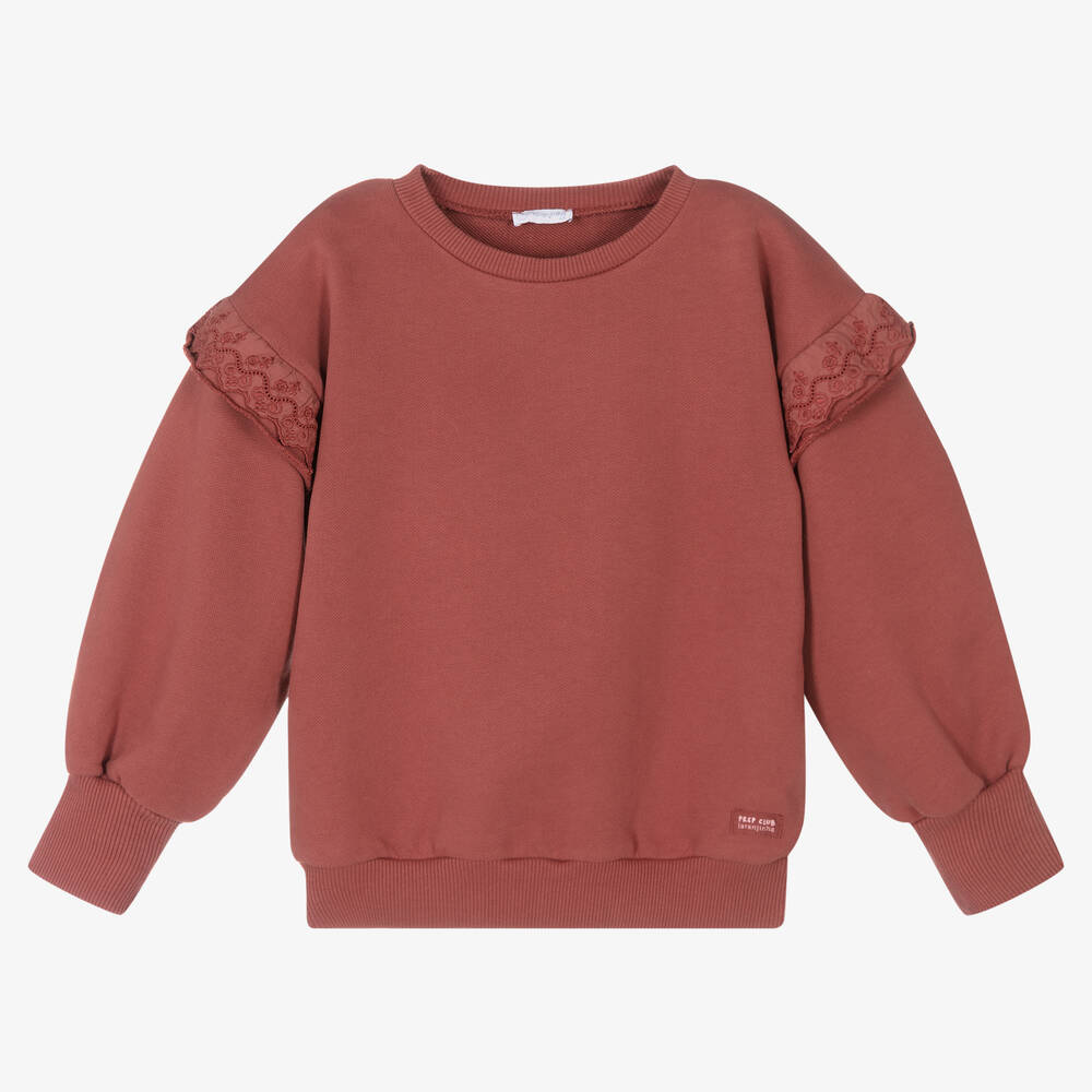 Laranjinha - Girls Red Cotton Sweatshirt | Childrensalon