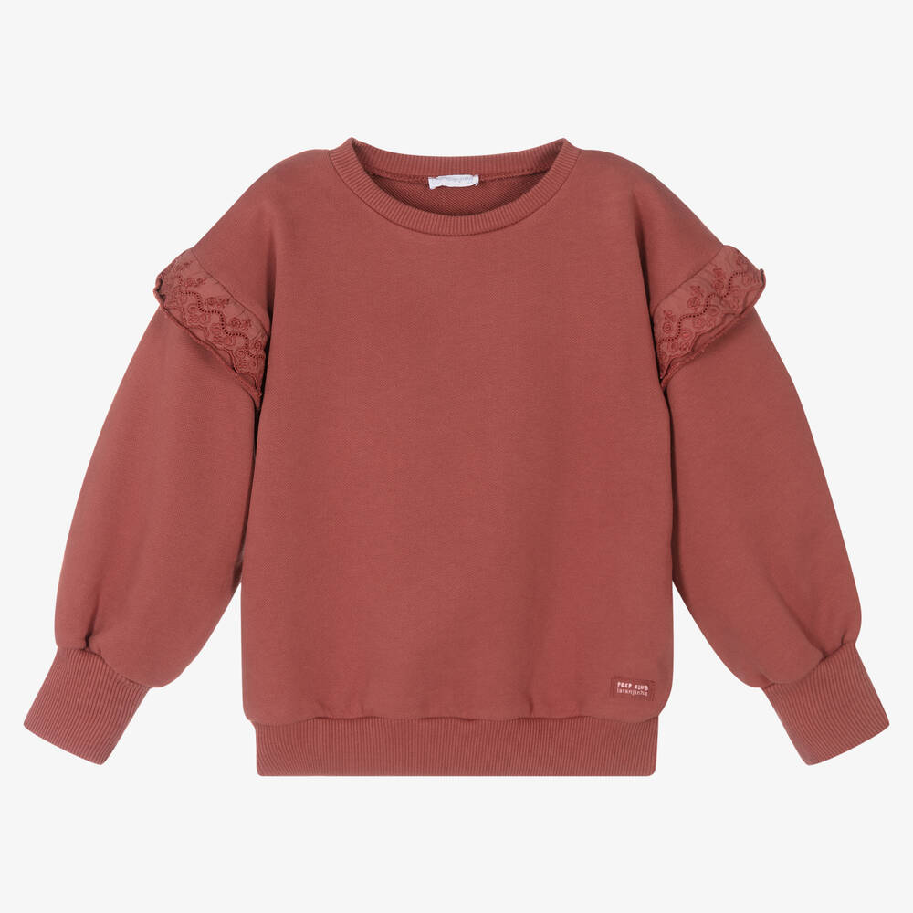 Laranjinha Sweat rouge en coton Fille Childrensalon Outlet