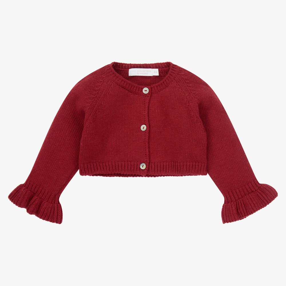 Laranjinha - Girls Red Knitted Cardigan | Childrensalon