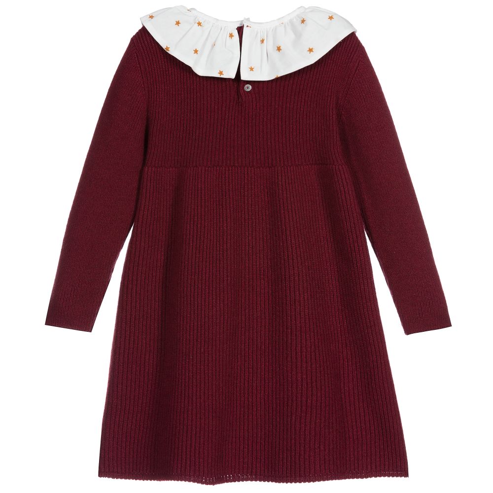 Chic by Laranjinha-فستان مزيج صوف محبوك لون أحمر و أبيض | Childrensalon Outlet