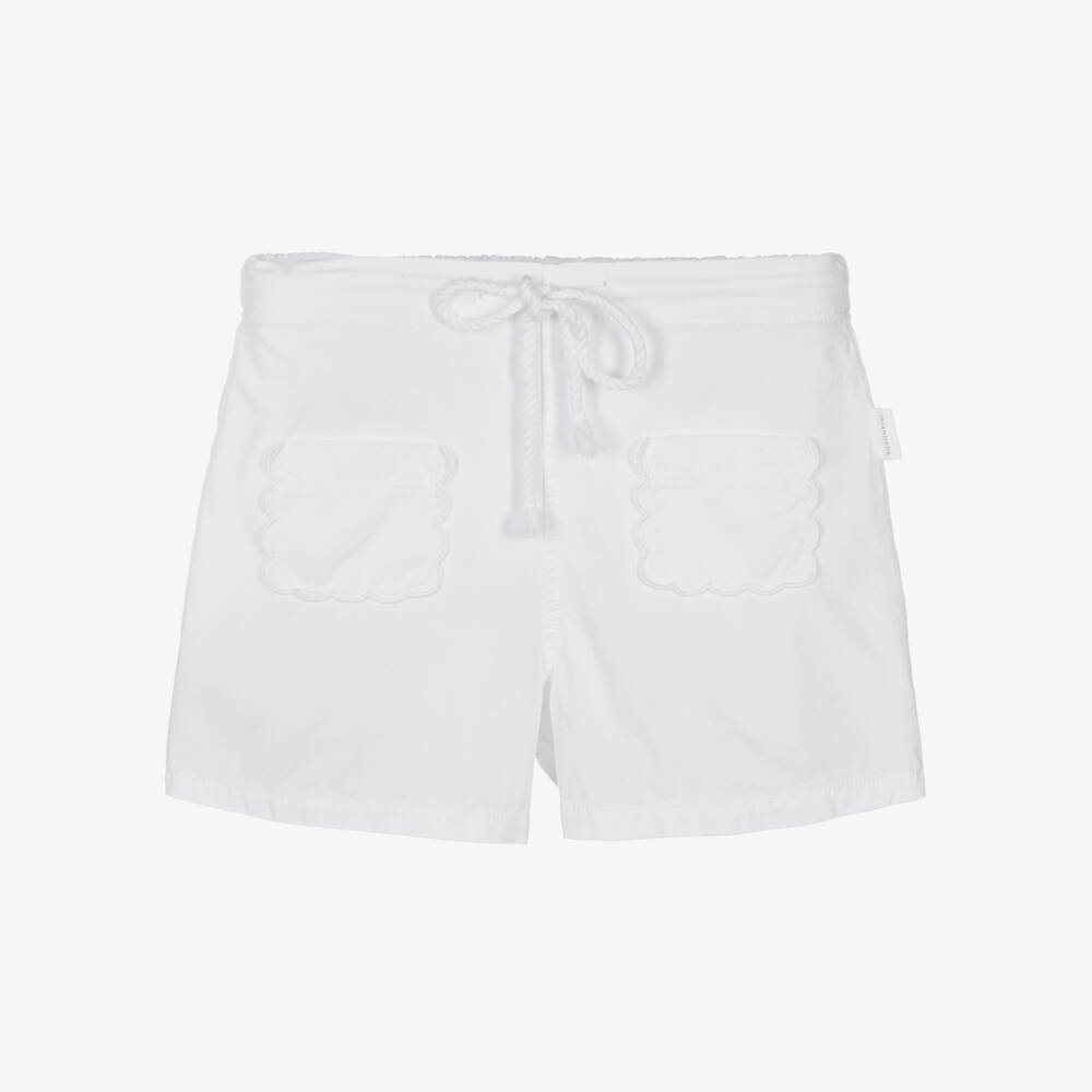 Laranjinha-Girls Scalloped Trim Cotton Shorts | Childrensalon Outlet