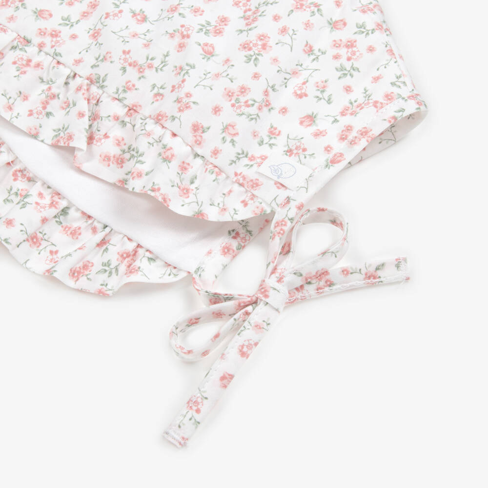 Laranjinha-Girls' Soft Pink Floral Sun Bonnet | Childrensalon Outlet