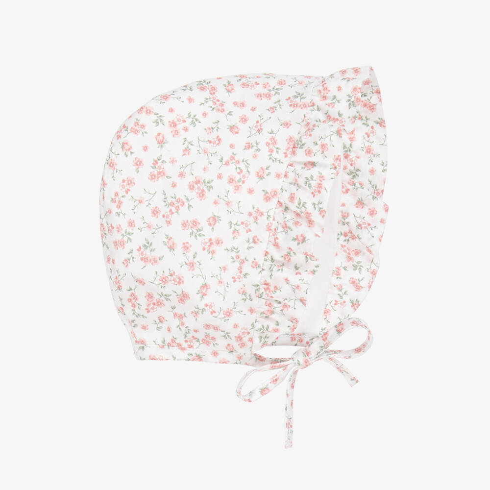 Laranjinha-Girls' Soft Pink Floral Sun Bonnet | Childrensalon Outlet