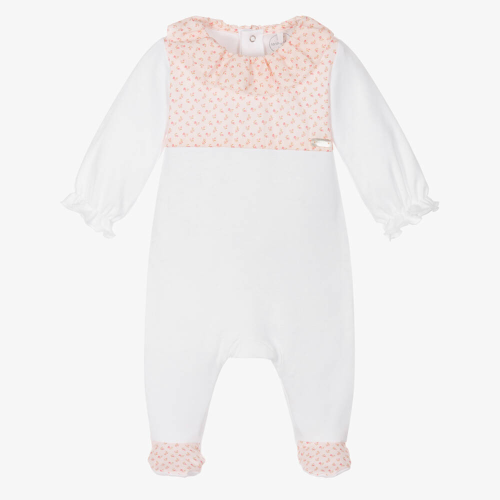 Laranjinha-Girls Soft Pink & White Jumpsuit | Childrensalon Outlet