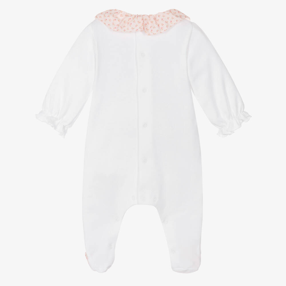Laranjinha-Girls Soft Pink & White Jumpsuit | Childrensalon Outlet