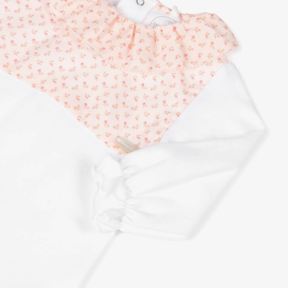Laranjinha-Girls Soft Pink & White Jumpsuit | Childrensalon Outlet