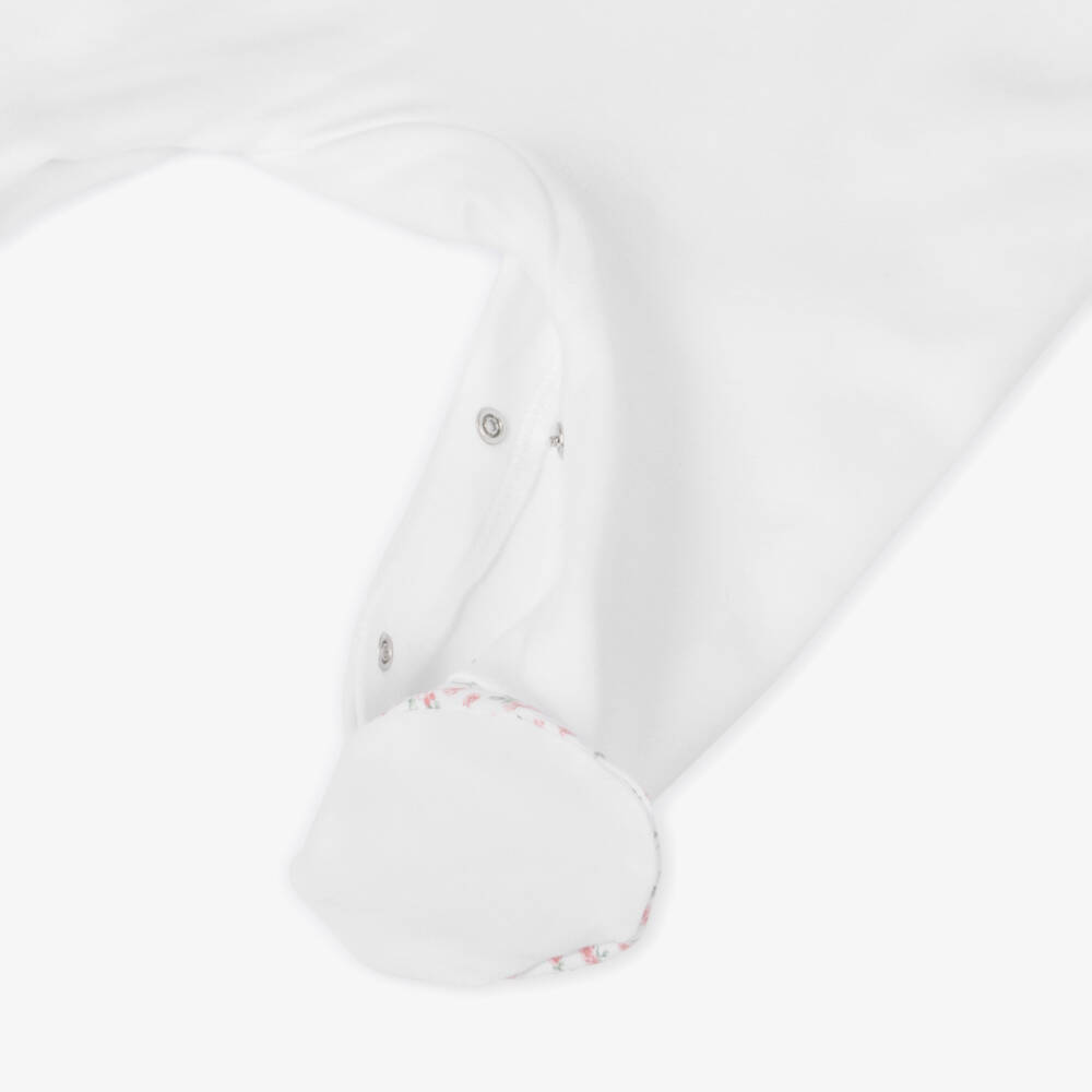 Laranjinha-Girls Soft White Floral Collar Onesie | Childrensalon Outlet