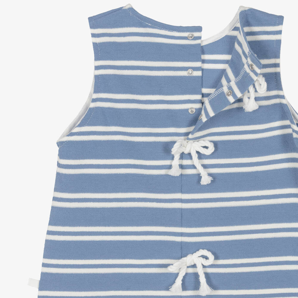 Laranjinha-Girls Striped Blue Top & White Shorts Set | Childrensalon Outlet