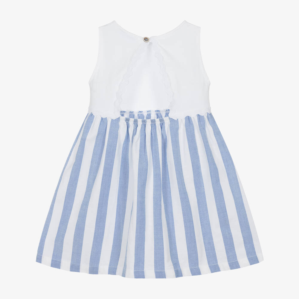 Laranjinha-Girls Striped Blue & White Dress | Childrensalon Outlet